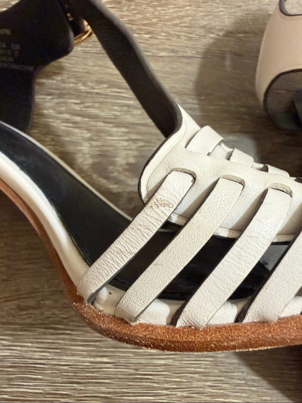 Coach white Leather T-Strap Woven Slingback Heels - Picture 5 of 8